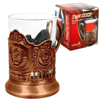 Porte-verre en métal russe Podstakannik design vintage pour tasses à thé et à café chauds - France