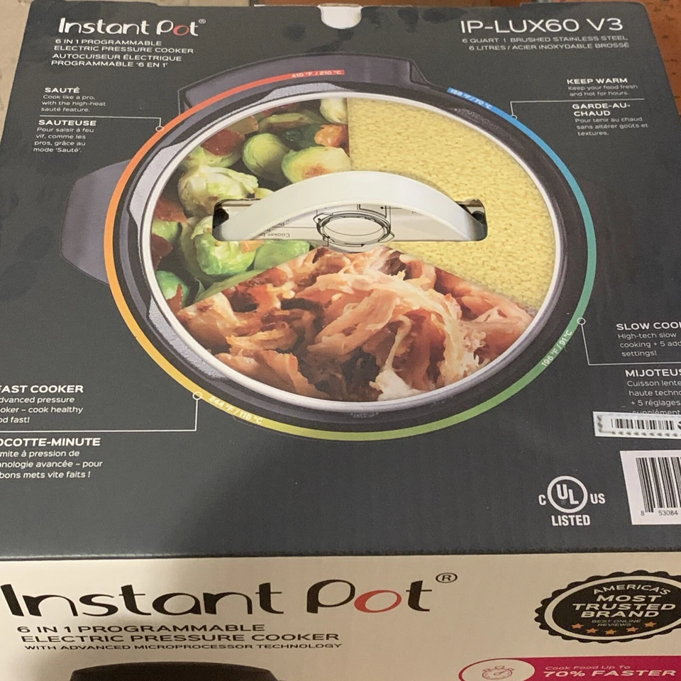 Instant Pot LUX60 V3 6-Quart 6-in-1 Multi-Use Programmable Pressure Cooker NEW - Image 3 of 3