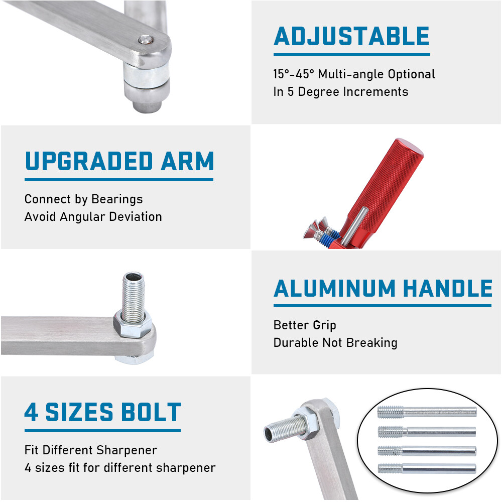 Lawn Mower Blade Sharpener Adjustable Holder 15°- 45° For Straight And Standard