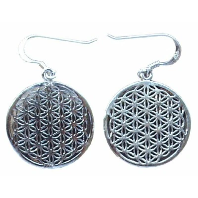 Ohrhänger BLUME DES LEBENS Messing versilbert Ohrring Ohrstecker Symbolschmuck