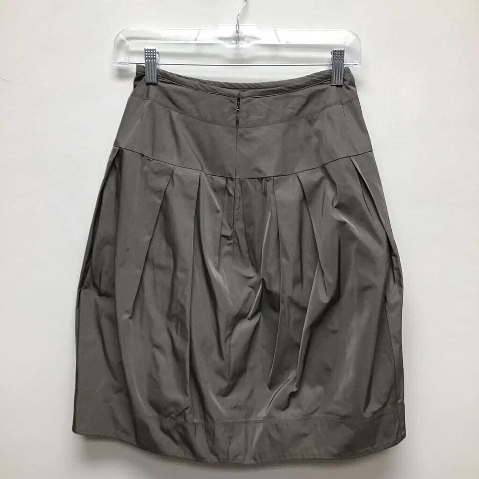 Lida Baday 女式铅笔裙纯色灰色及膝打褶后拉链 4 — 第 2/4 张图片