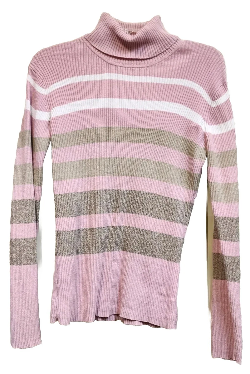 Pink and white striped turtleneck cheap