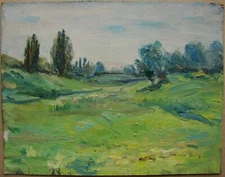 Ukrainian Soviet USSR Oil Painting impressionism realism landscape valley trees