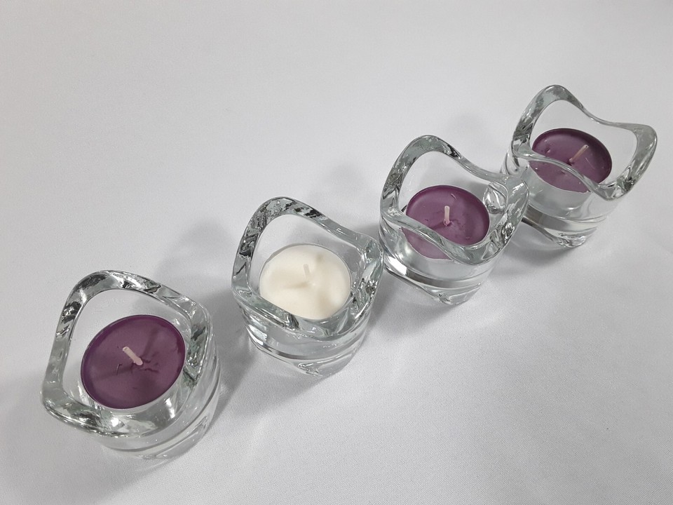 Set of 4 IKEA Vasnas Clear Heavy Glass Round Tealight/Candle Holders