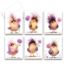 12 All Occasion Note Card Assortment Blank with Envelopes - Cute Bird 2 of ea