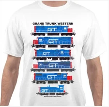 Grand Trunk Western Blue Locomotives Railroad T-Shirt by Andy Fletcher