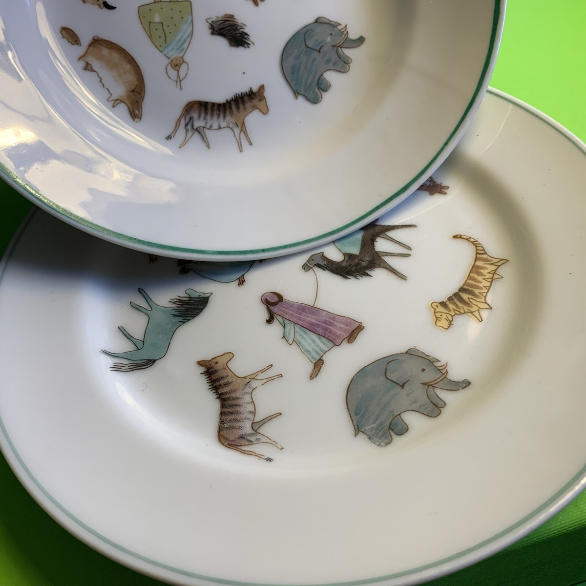 VINTAGE Arabia Finland Zoo Parade Of Animals Childs Bowl & Plate