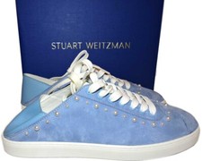 Stuart Weitzman Sneakers Pearls Grommets Convertible Mules Blue Trainers 8.5
