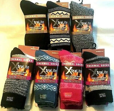 2 PAIRS POLAR EXTREME INSULATED Thermal WOMEN + MEN Socks M 6-12 W 5-9 XTRALITE