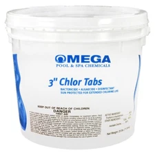 WEEKLY Omega 3" SLOW DISSOLVE  Chlorine Tablets for ALL  Swimming Pools 25 lbs.