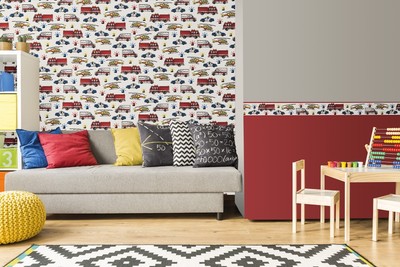 Eur 3 00 Qm P S Tapete 13624 10 Tapete Feuerwehr Polizei Krankenwagen Grau Rot Ebay