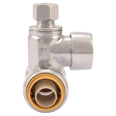 SharkBite 24984A Brass Tee Stop 1/2 in. PTC x 1/2 in. Compression x 3/8 in. Dia.