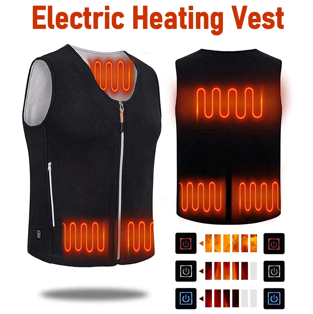 Heated Vest Warm Winter Thermal Electric USB Jacket Men Women Heating Coat 3XL