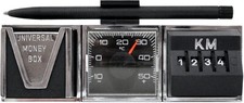 1974er Kilometer Z&auml;hler M&uuml;nzbox Thermometer Kilometerz&auml;hler KM Z&auml;hler + Halter
