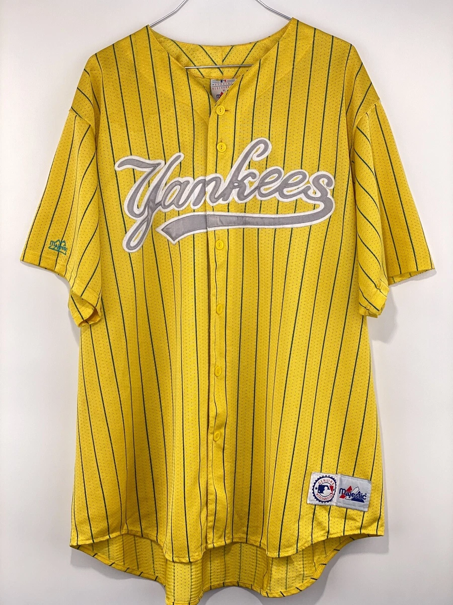 Vintage Majestic New York Yankees Baseball Jersey Yellow MLB Size XXL 2XL