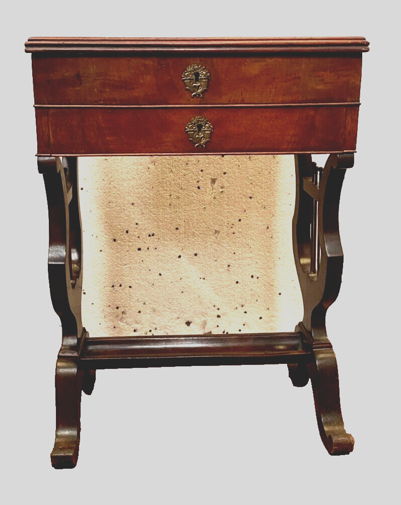 Travailleuse Louis-Philippe en Noyer XIXe - Antiquités Lecomte
