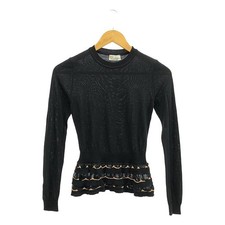 RED VALENTINO Red Valentino Hem Frill Crew Neck Knit Black Women s