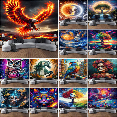 Großer Mond Baum Wandbehang Adler Eule Wandteppich Decke Tagesdecke Abdeckung