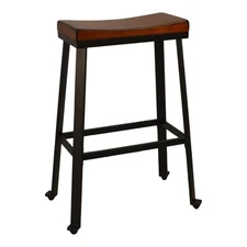 Thea 30" Saddle Seat Barstool - Chestnut/Black