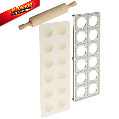 Norpro 3 Piece Ravioli Maker and Press Set with Large, White silver 