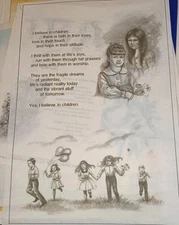 Tri Chem I Believe in Children Liquid Embroidery 7049 Ready to Paint 13 X 19 in