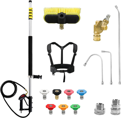 #ad 24FT Telescoping Pressure Washer Extension Wand with Brush Head 2 Power Washer $170.81