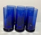 Vintage Anchor Hocking Cobalt Blue Essex Ice Tea Glasses 6.5 X 3 Inches Set/6