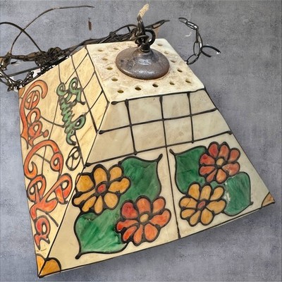 Vintage Coca-Cola Stained Glass Style Hanging Pendant Light Lamp   Needs Repair