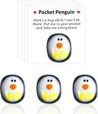 Luter 4pcs Little Pocket Penguin Hug, Mini Cute Glass Special Hug Penguin... 
