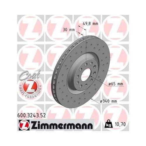 Zimmermann 600.3243.52 Bremsscheibe Vorderachse FüR Vag-image
