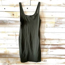 Zara Trafaluc Dress Tank Sheath Large Green Bodycon Sleeveless Knee Length