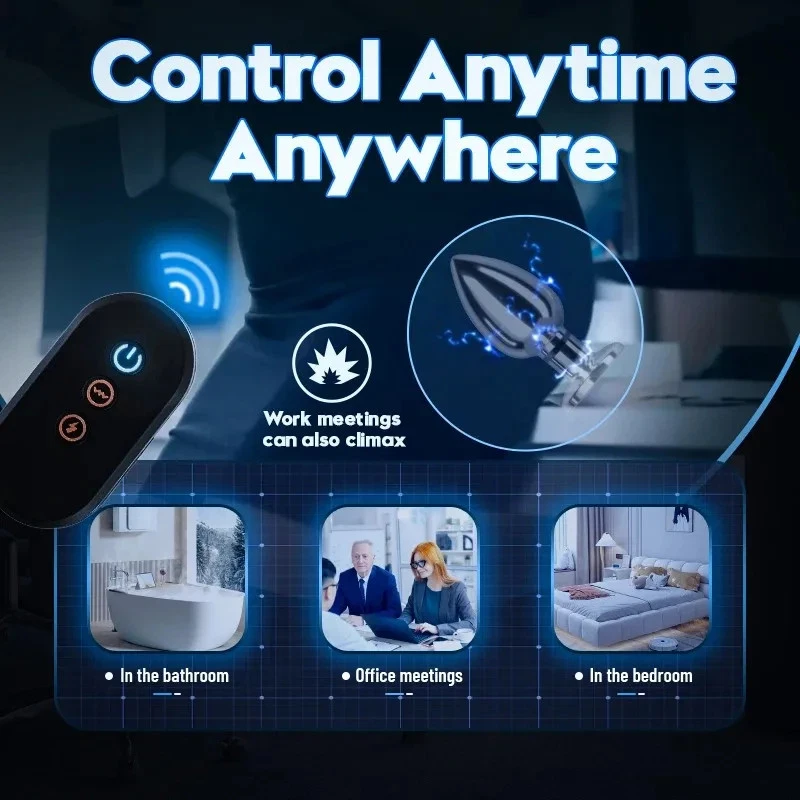 Vibromasseur À Choc Électrique Pour Femmes Et Hommes, Plug Anal En Métal, Téléco - Photo 4/4