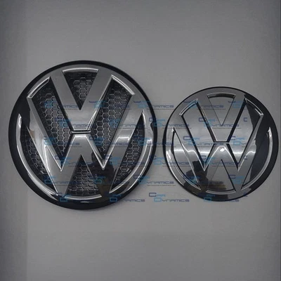 GENUINE VW TRANSPORTER T5 GLOSS BLACK GRILLE BADGE 2010-2015 7E0853601CD - Image 1 of 4