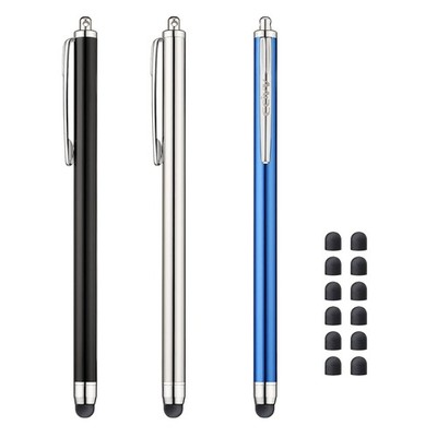 3 Pcs Capacitive Touch Screen Stylus Pens with 12 Extra 0.24 inch Tips