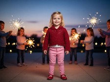Red Sparkles Cardigan by Serendipity Girls Designer Dresses