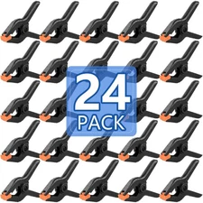 24 Pack 3.5 inch Plastic Spring Clamps, Black 3.5in-24P, and Orange
