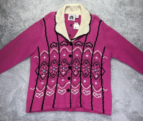 New Handknits Storybook Knits Sweater Womens 2XL Cardigan Purple Embroidered - Picture 3 of 9