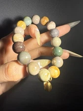 13mm Natural Alashan Gobi Amazing Agate Elastic Bracelet/ Tibet Peace/