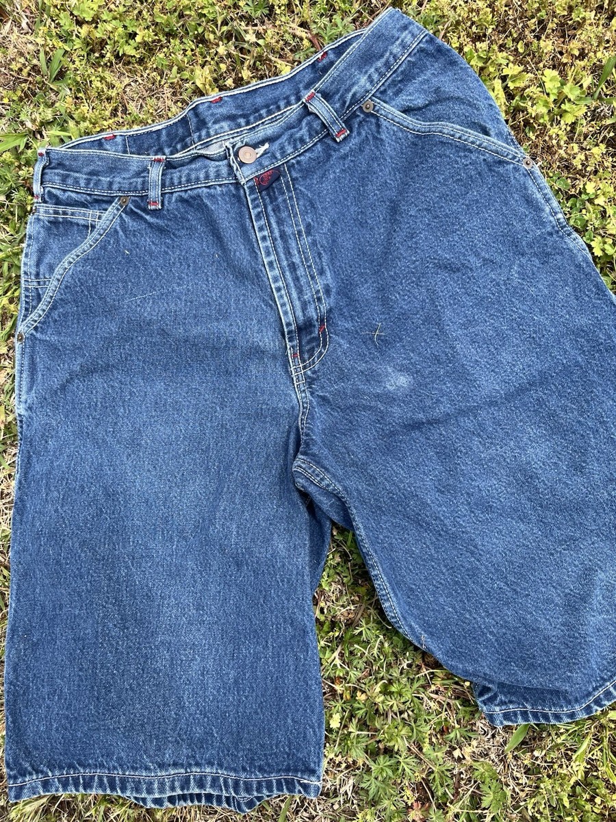 Cross Colours Blue Denim Baggy Men's Shorts Embroidered Logo
