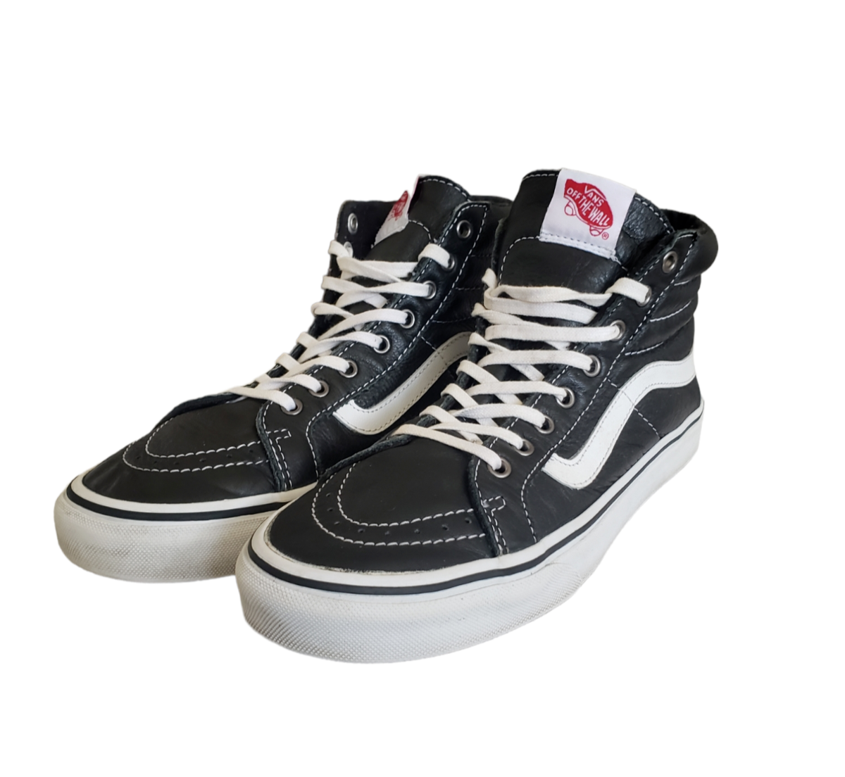 SAOLA Vans SK8 Hi Off the Wall 721277 Pelle Bianco e Nero Donna 8 5 Uomo Taglia 7
