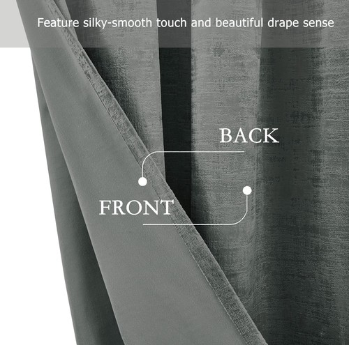 Chezmoi Collection Parker Premium Textured Velvet Grommet Curtain Set - 2 Pan... - Picture 5 of 9