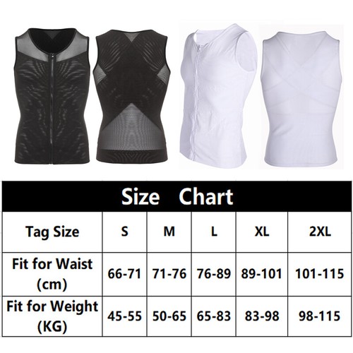 Mens Gynecomastia Moobs Belly Compression Shirt Zipper Slimming Body Shaper Vest - Picture 12 of 41