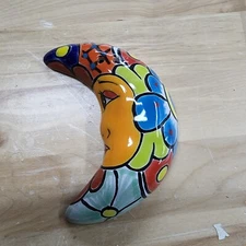 Mexican Talavera pottery clay Mini Moon Face wall art 4.5" folk art