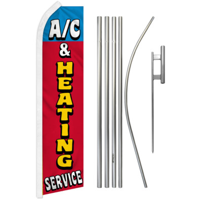 AC & Heating Services Swooper Flutter Feather Advertising Flag Kit Mechanic