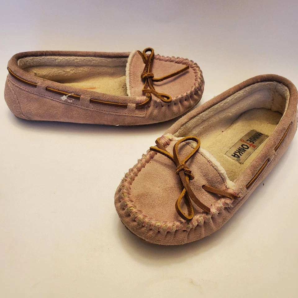 Minnetonka Mujer 5 Rosa Cuero Gamuza Suave Cally Mocasines Zapatillas Zapatos Foto 4 de 4
