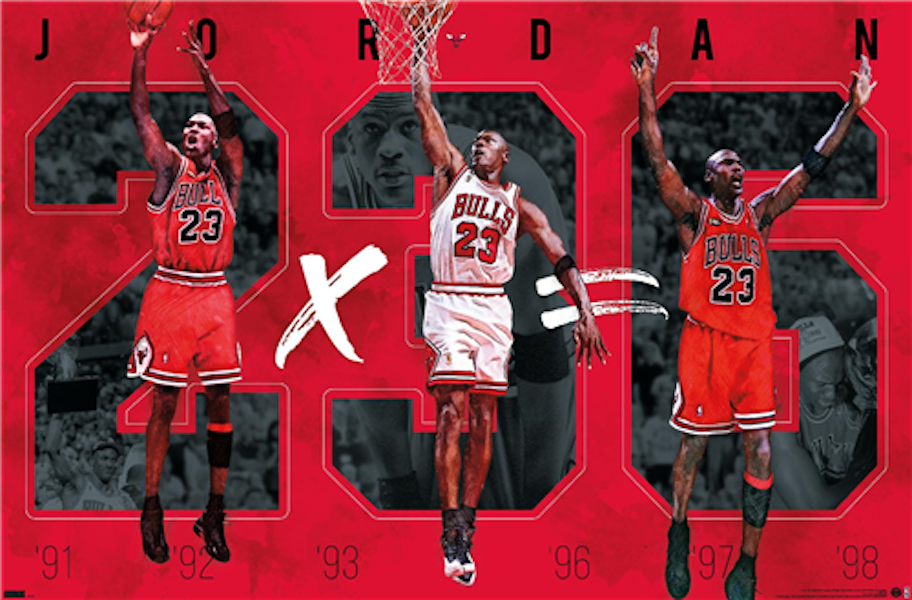 2021 CHICAGO BULLS MICHAEL JORDAN 2x3=6 POSTER 34x22 BY