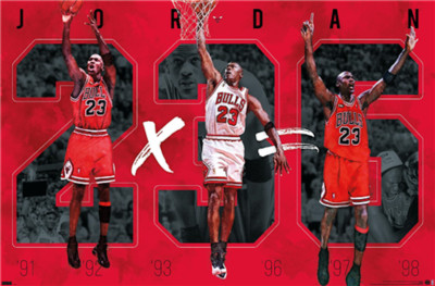 2021 CHICAGO BULLS MICHAEL JORDAN 2x3=6 POSTER 34x22 BY
