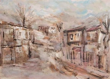 1987 European oil painting landscape signed