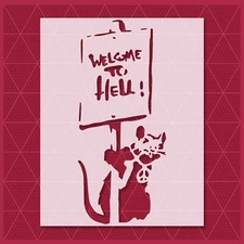 Banksy Welcome to Hell Rat Stencil – Street Art, Graffiti, Urban, Pop Culture