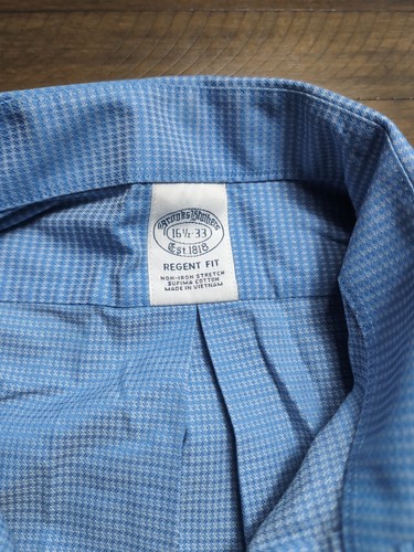 Brooks Brothers Blue Shirt Mens 16.5 - 33 Button Up Cotton Regent Fit Supima Ctn - Picture 4 of 6